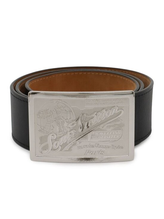 Louis Vuitton Santure Jeans Belt Leather Noir Black Silver Hardware 90 main image 4